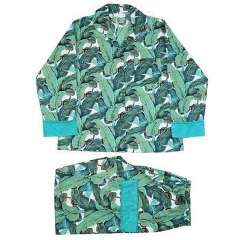 Ladies Green Leaf Print Cotton Pyjamas, 6 of 6