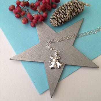 Personalised Serling Silver Jingle Bell And Initial Star Christmas Necklace, 7 of 12