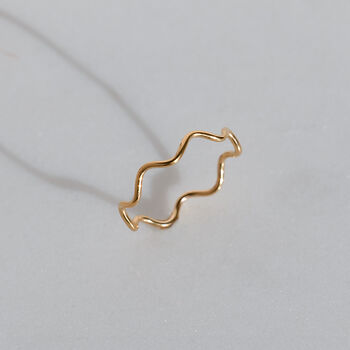 Gold Plated Ripple Wave Ring Non Tarnish, 2 of 9
