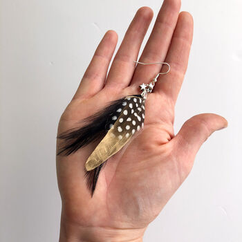 Black And Gold Feather Earrings 'Molly', 6 of 8