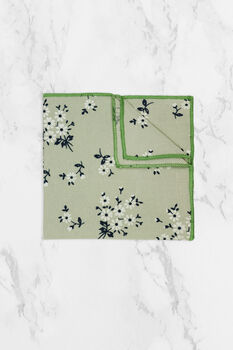 Wedding Handmade Cotton Floral Print Tie In Light Green, 7 of 8