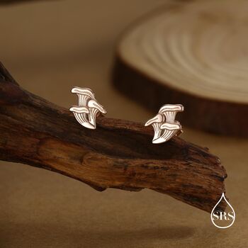 Chanterelle Mushroom Stud Earrings In Sterling Silver, 4 of 12