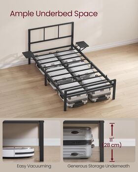 Single Metal Bed Frame With Headboard Shelf, 4 of 5