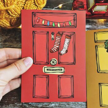 Six Christmas Doors Card Set Recycled, 3 of 9