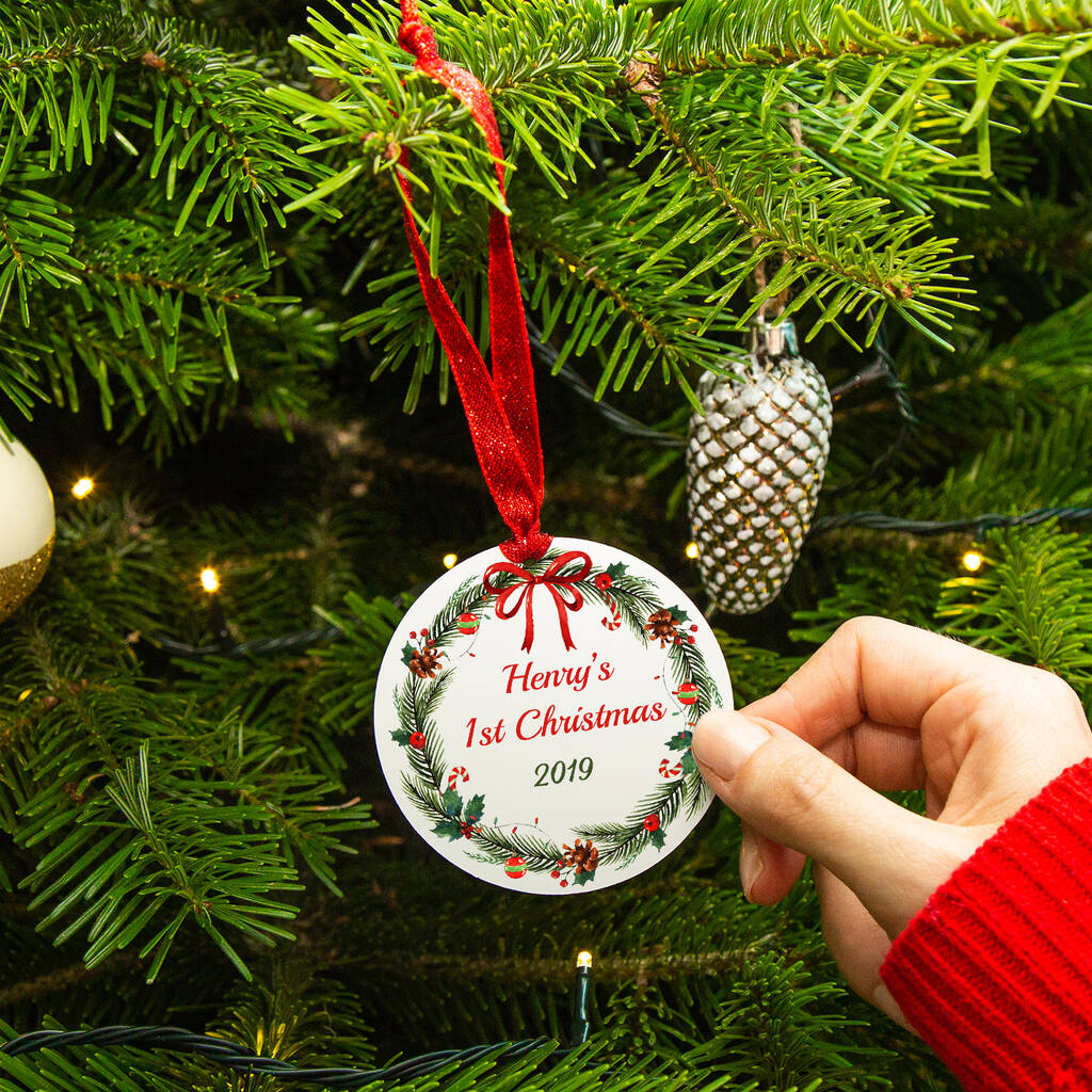 Personalised 'Baby's First Christmas' Tree Decoration By Ellie Ellie