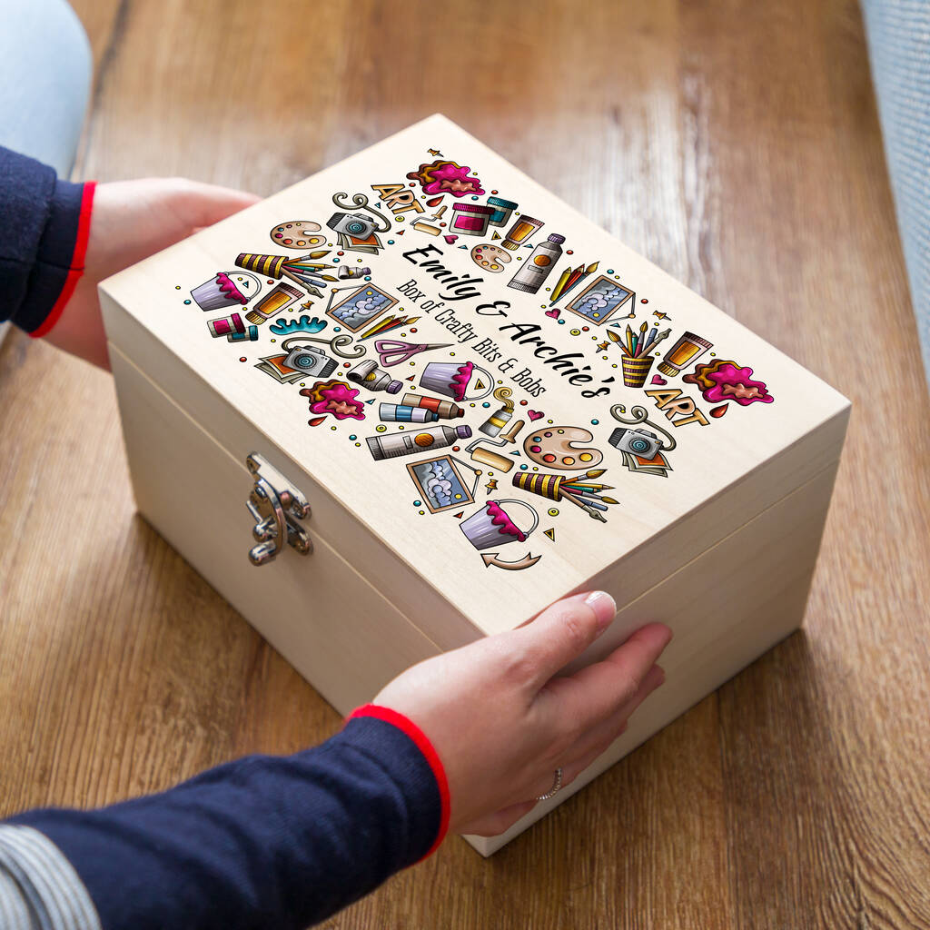 Personalised Arts And Crafts Wooden Box, 1 of 5