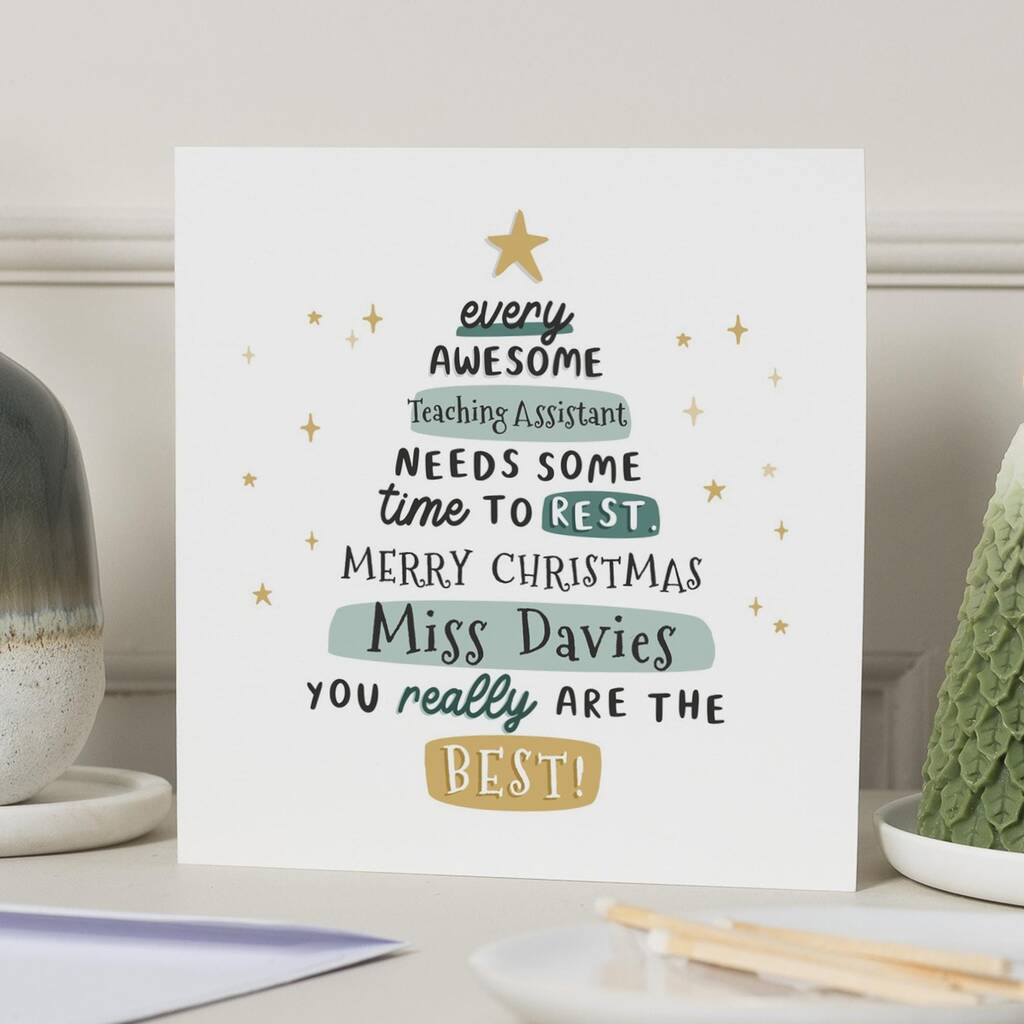 Personalised Christmas Card For Teaching Assistant, 1 of 7