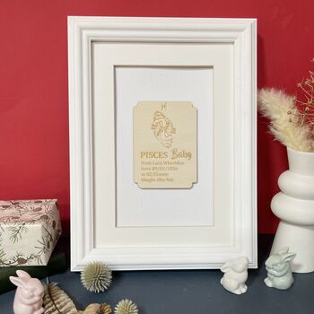 Personalised Pisces New Baby Celebration Wooden Plaque, 3 of 7