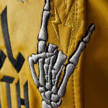 Mustard Yellow Till Death Custom Bride Jacket, 6 of 8