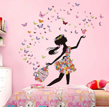 Fairy Girl Butterflies Wall Vinyl Decor, Two Designs, 4 of 10