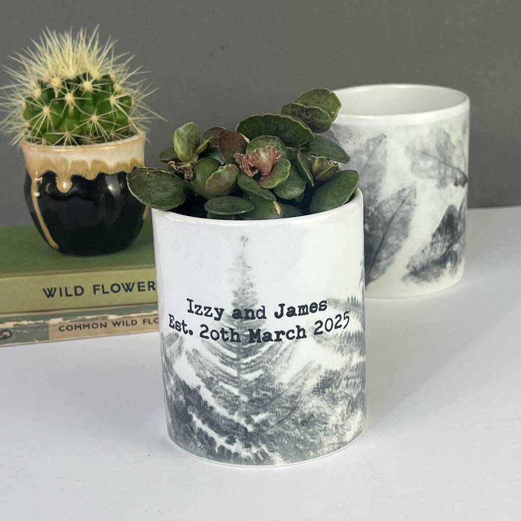 Personalised Fern Botanical Print Pot, 1 of 4