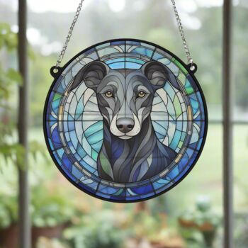 Whippet Black And White Stained Glass Effect Suncatcher, 4 of 6