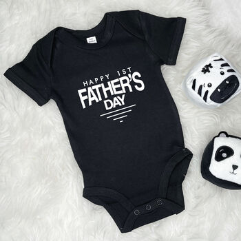 Happy 1st Father's Day Badge Babygrow, 7 of 10