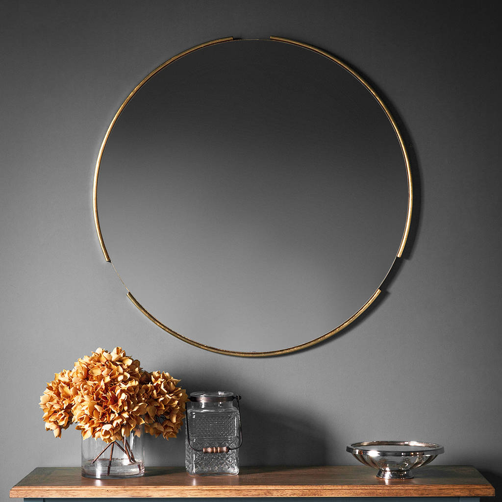 Round Gold Floating Wall Mirror, 1 of 2
