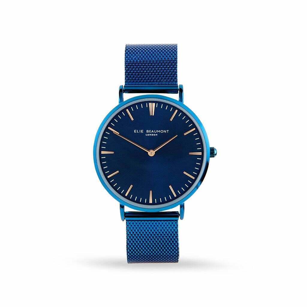 Personalised Minimalist Watch Elie B Electric Blue, 1 of 6