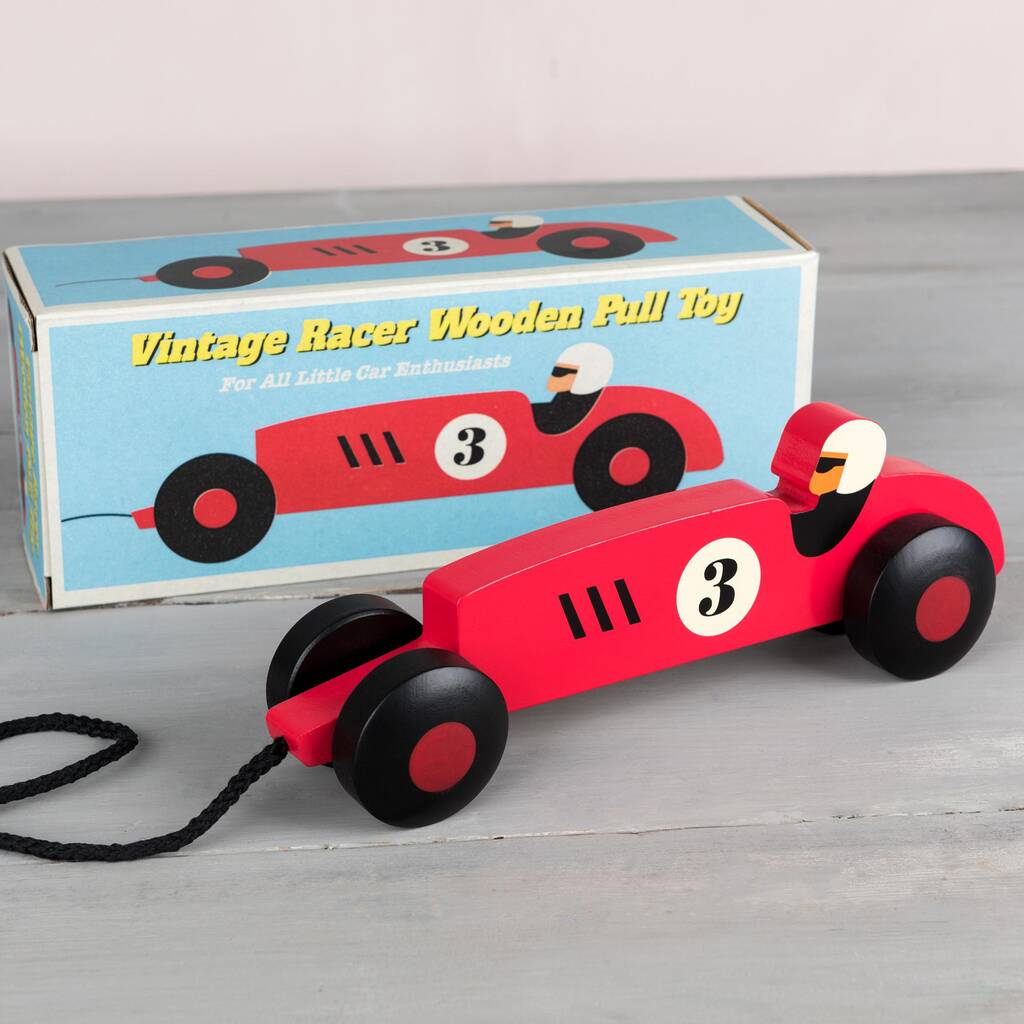Vintage Racer Wooden Pull Toy, 1 of 3