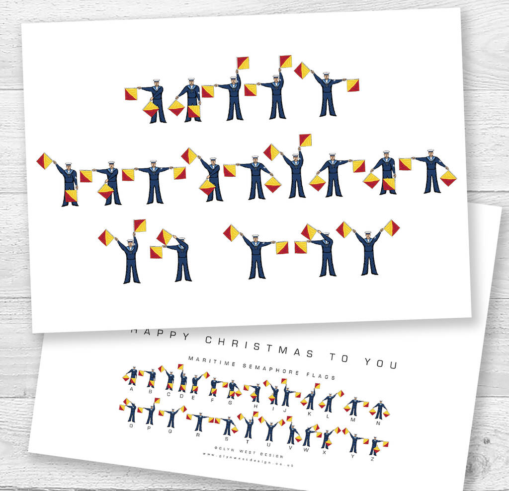 Nautical Semaphore Flags Christmas Card, 1 of 2