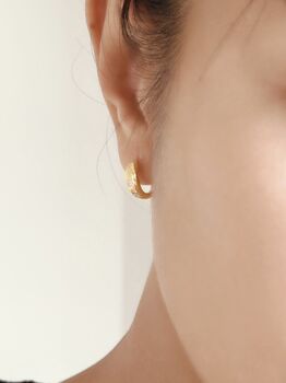 Triple Cz Sunburst Huggie Hoop Earrings, 3 of 6