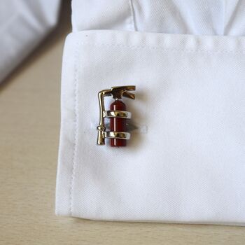 Fire Extinguisher Cufflinks 316 L Stainless Steel Fireman Gift, 3 of 5