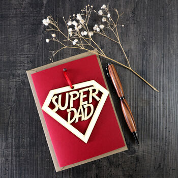Super Dad Fathers Day Card With Woodcut Keepsake, 4 of 6