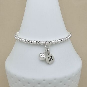 Skinny Bead Bracelet With Heart And Number Charms, 3 of 6