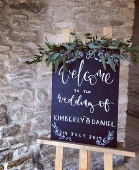 Personalised Chalkboard Wedding Welcome Sign, 2 of 6