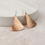 Sterling Silver And Copper Triangle Textured Earrings, thumbnail 1 of 4