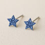 Tiny Sterling Silver Twinkling Blue Star Stud Earrings, thumbnail 1 of 9