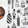 British Illustrated Black And White Tea Towel, thumbnail 2 of 6