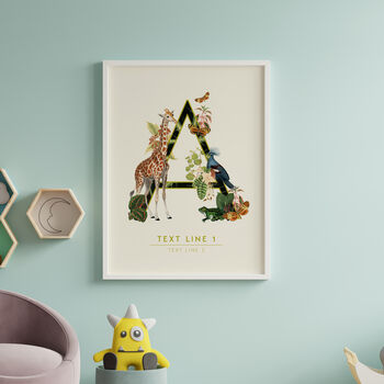 Personalised Jungle Animal Initial Letter Giclee Print, 4 of 11