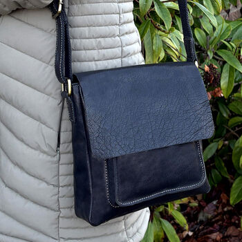 Black Leather Cross Body Bag, Shoulder Bag, 2 of 4