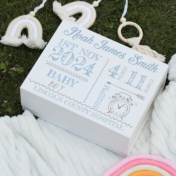 Personalised Hand Drawn Typography Baby Memory Keepsake Box, 2 of 4