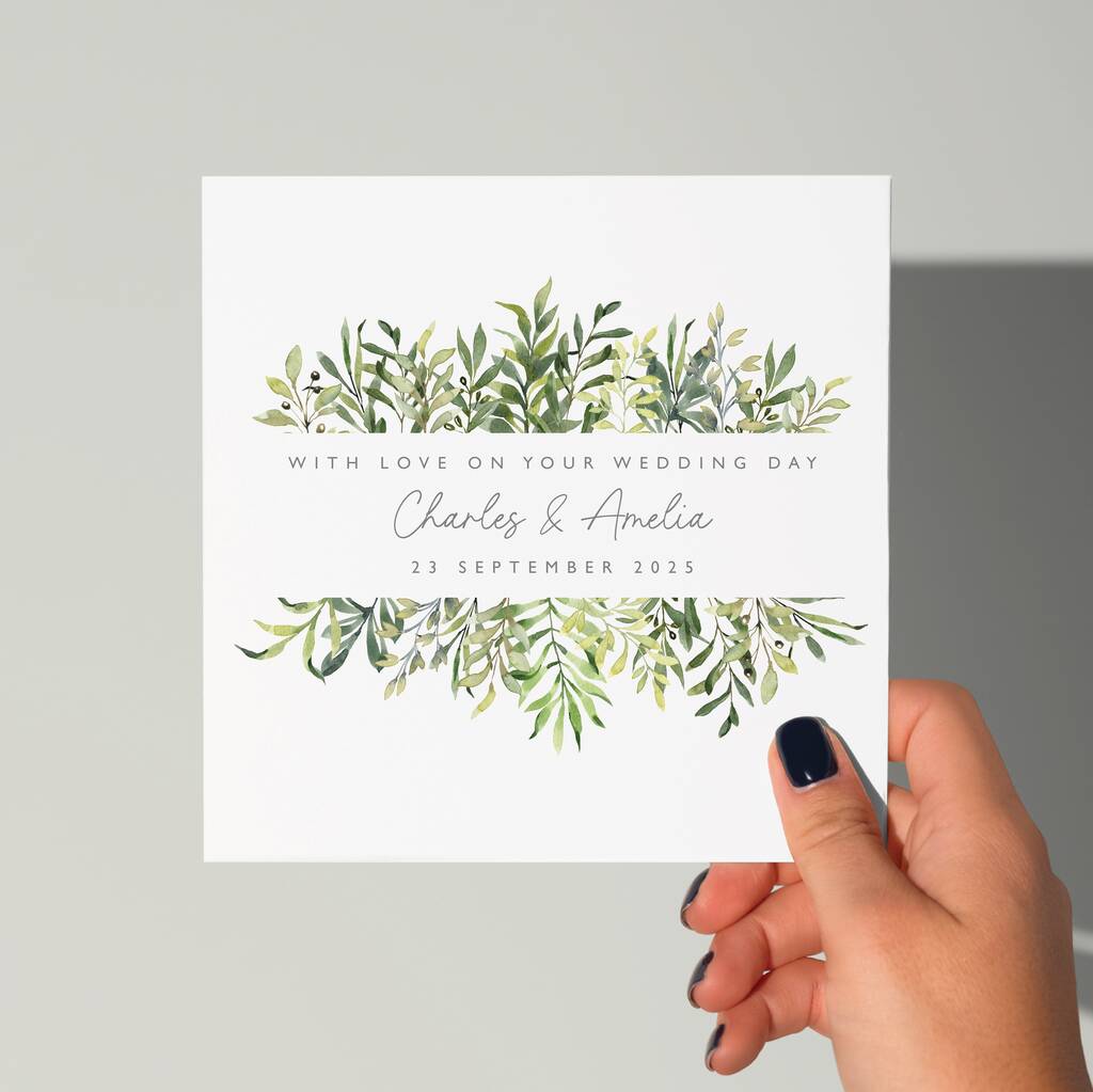 Wedding Card With Foliage | Personalised Options