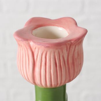Pink Flower Ceramic Candleholder, 3 of 4