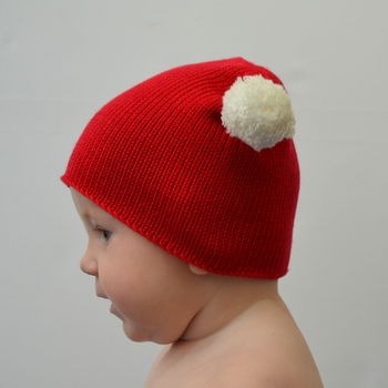 Red Knitted Christmas Bobble Hat, 3 of 3