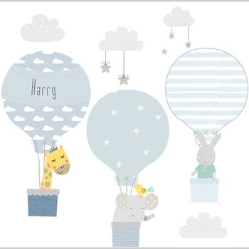 Blue Hot Air Balloon Fabric Wall Stickers, 3 of 4
