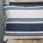 Blue And Cream Vintage Linen Scatter Cushion, thumbnail 1 of 4