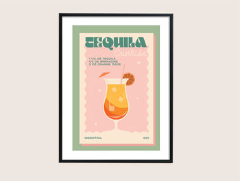 Retro Cocktail Tequila Sunrise Print, 4 of 4