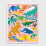 Dinosaurs On Pink Fine Art Print, thumbnail 4 of 6