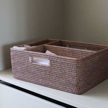 Marbury Taupe Rattan Storage Organiser, 2 of 4