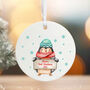 Personalised Baby's First Christmas Penguin Porcelain Christmas Bauble, thumbnail 4 of 5