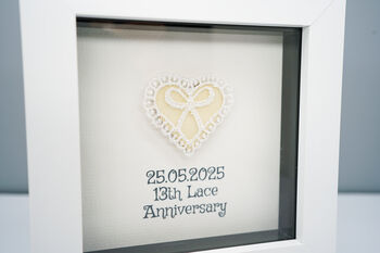 Personalised 13th Lace Anniversary Frame Gift, 4 of 5