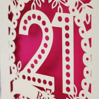 Personalised 21st Birthday Card Papercut Spotty Design, 5 of 7