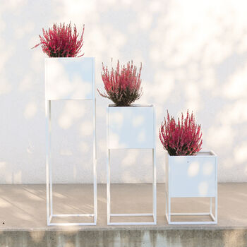 White Square Metal Planter With Stand, 3 of 6