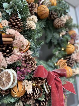 Dried Flower And Pine Foliage Handmade Christmas Wreath, 4 of 4
