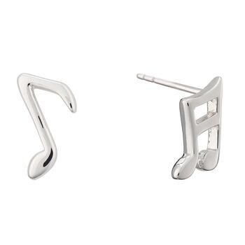 Mismatched Silver Music Note Stud Earrings, 7 of 7