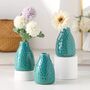 Set Of Three Glazed Blue Green Ceramic Flower Vase, thumbnail 4 of 5