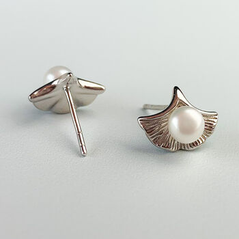 Sterling Silver Clam Shell And Pearl Stud Earrings, 4 of 6