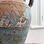 Vintage Mediterranean Blue Green Brown Amphora Vase, thumbnail 3 of 6