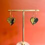 Handmade Leather Heart Hoop Earrings Marbled, thumbnail 5 of 8